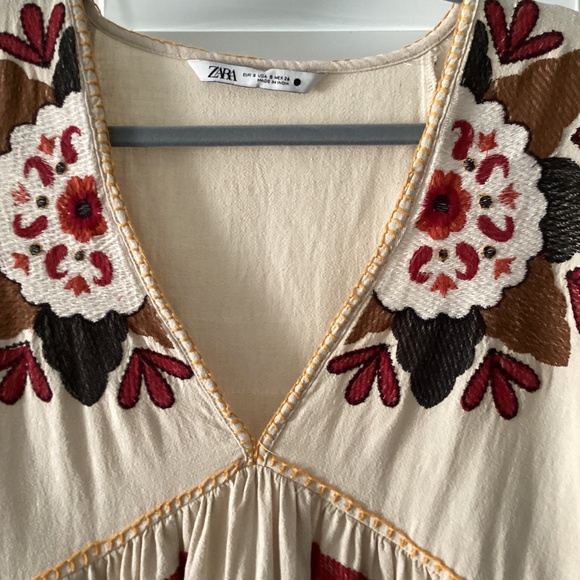 Zara Romy Embroidered Mini Dress Size Small - Picture 6 of 7